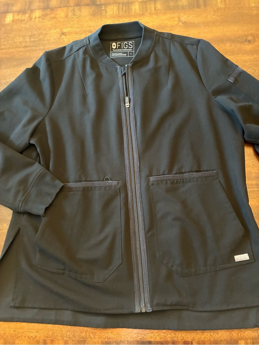 FIGS Bellery Scrub Jacket Women’s Large Black Full Zip Technical Collection
